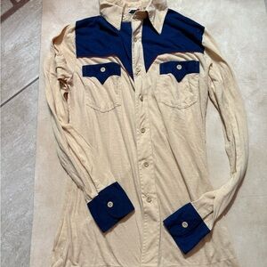 Navy and Cream Western Shirt Vintage